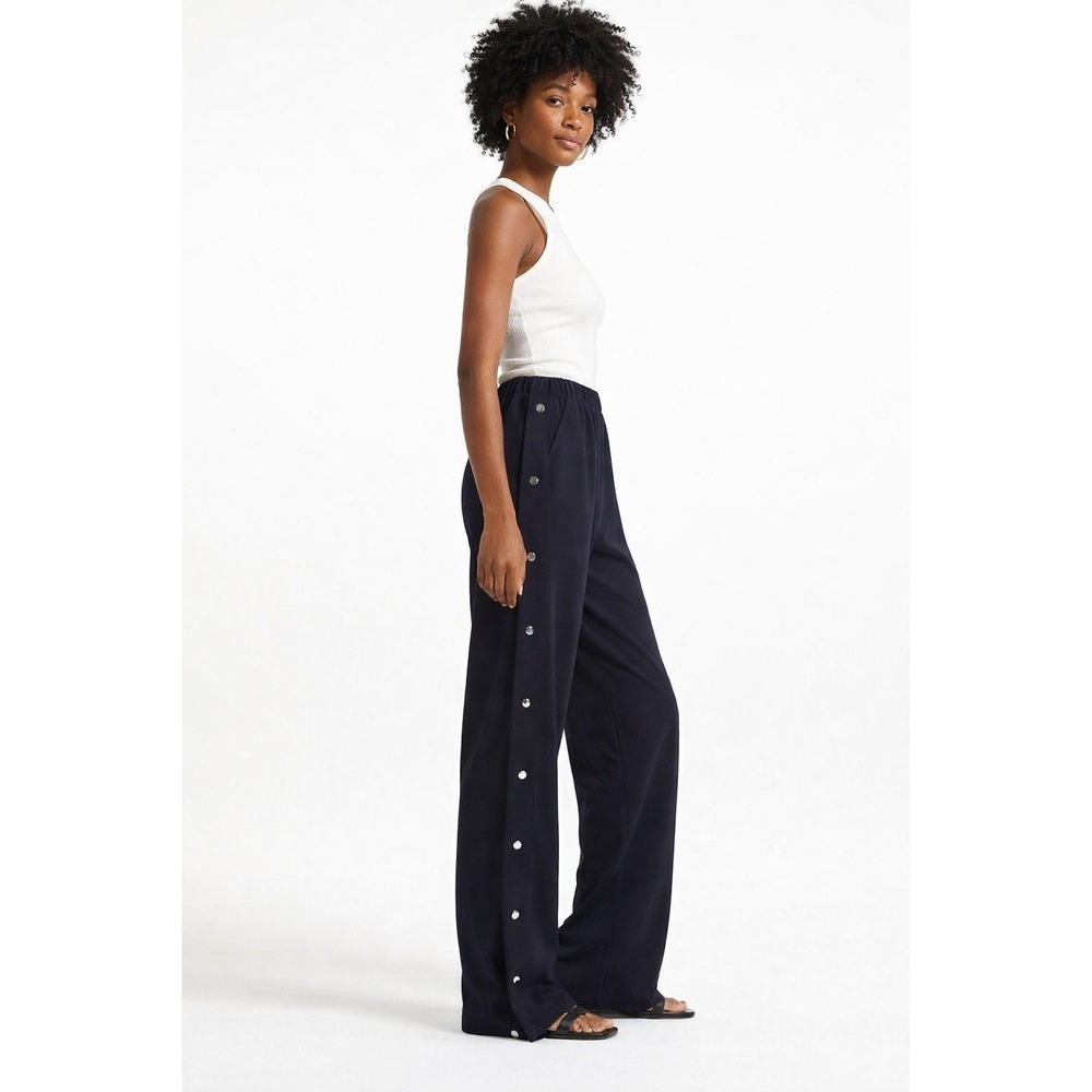 A.L.C. Jackson Snap Track Pant Women 2 Black Wide Leg Luxury Athleisure Modern